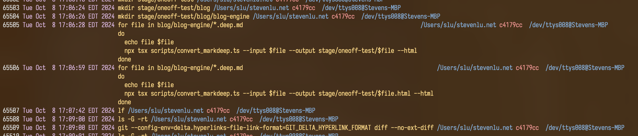 hist script multiline example